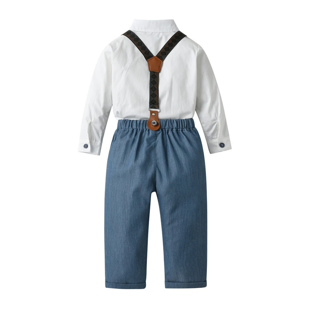Formal Gentleman Outfit for Kid Boys Spring Autumn Long Sleeve Baby Cotton Set Toddler Boutique Birthday Party Clothing Suit image 2