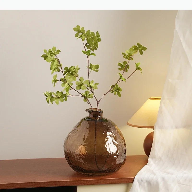 

Coffee Colored Glass Vase Artificial Flower Art Vase Placement Home Entrance Living Room Desktop Balcony Hydroponic Plant Vase