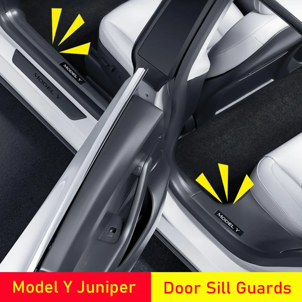 

Front Rear Door Sill Guards For Tesla Model Y Juniper 2025 2026 Welcome Pedal Protector Pad Cover Anti-Dirty Mat Car Accessories