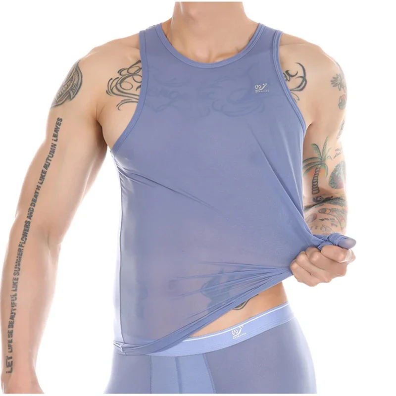 Herren Eisseide Tanktop Atmungsaktives Mesh Ärmelloses Unterhemd Kühl Leichtgewichtig Weiche Weste für Workout Sport Alltag Sommer