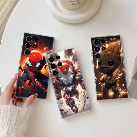 Cartoon Baby Marvel Phone Case For Samsung Galaxy S24FE S25 S23 S21 Ultra S20 S24 FE S22 S10 S25Plus A35 A55 5G Case Clear Cover