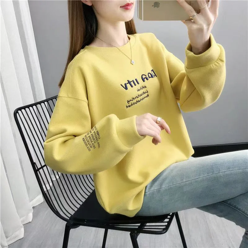 Add Cashmere With Cotton 2024 Autumn And Winter New Fashion Lazy Korean Version Of The Trend Loose Short Hoodie Female Top