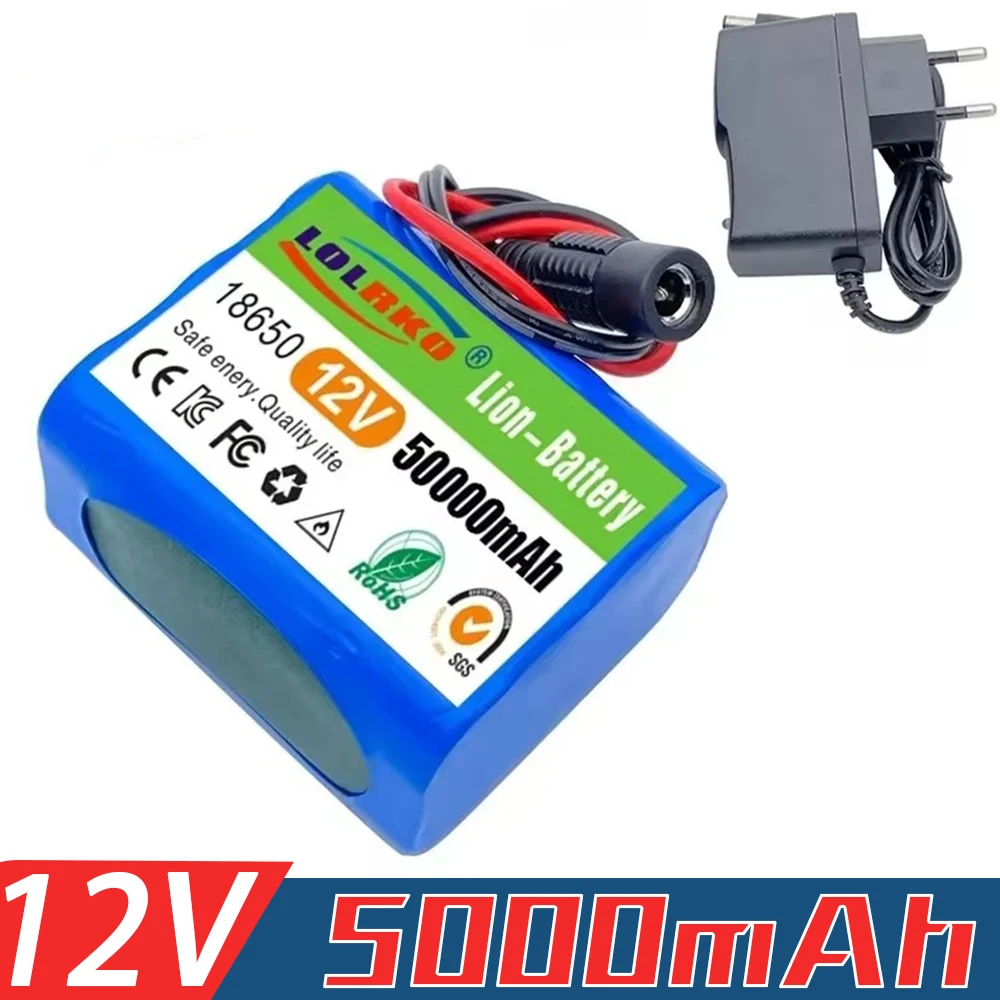 12V 50000mah battery 18650 Li-ion 50Ah Rechargeable batteries with BMS Lithium Battery packs Protection Board +12.6V Charger