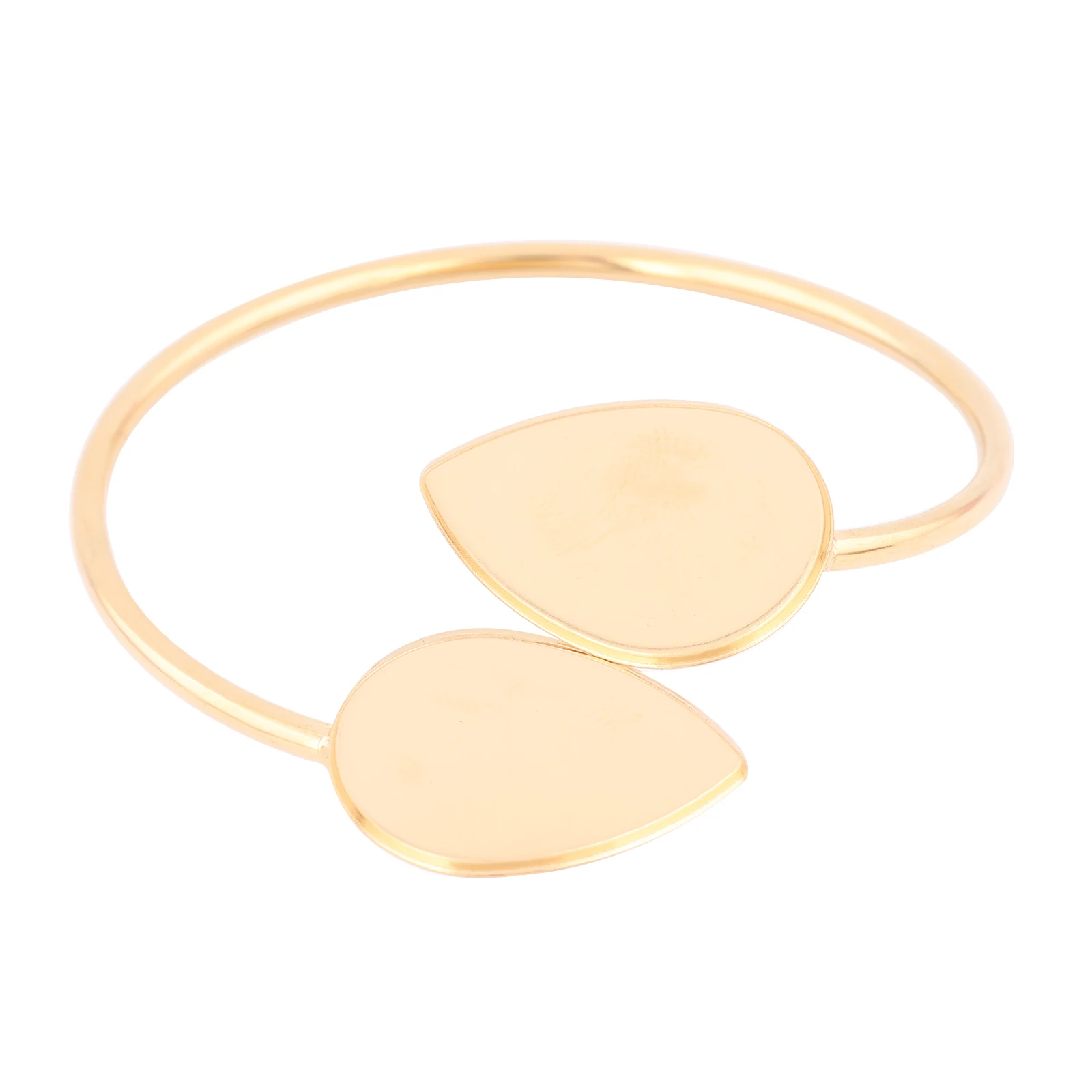 2pcs Stainless Steel Gold Plated Bendable Bracelet Base Blanks 18x25mm Teardrop Cabochon Bangle Bezel Settings Diy Accessories