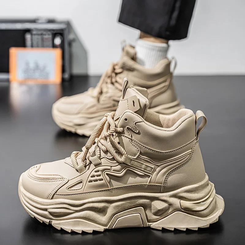 

Мужская спортивная обувь 2026, новый стиль, вулканизированная мужская зимняя спортивная обувь на толстой подошве со шнуровкой и хлопковой обувью