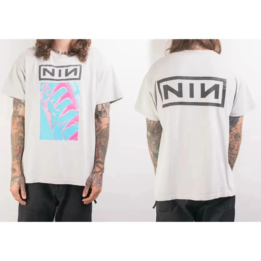 Heavy Metal Band Nine Inch Nails T-shirt Women Men Streetwear Oversized Hip Hop Short-sleeved Cotton Unisex Great Deal Tour Tees