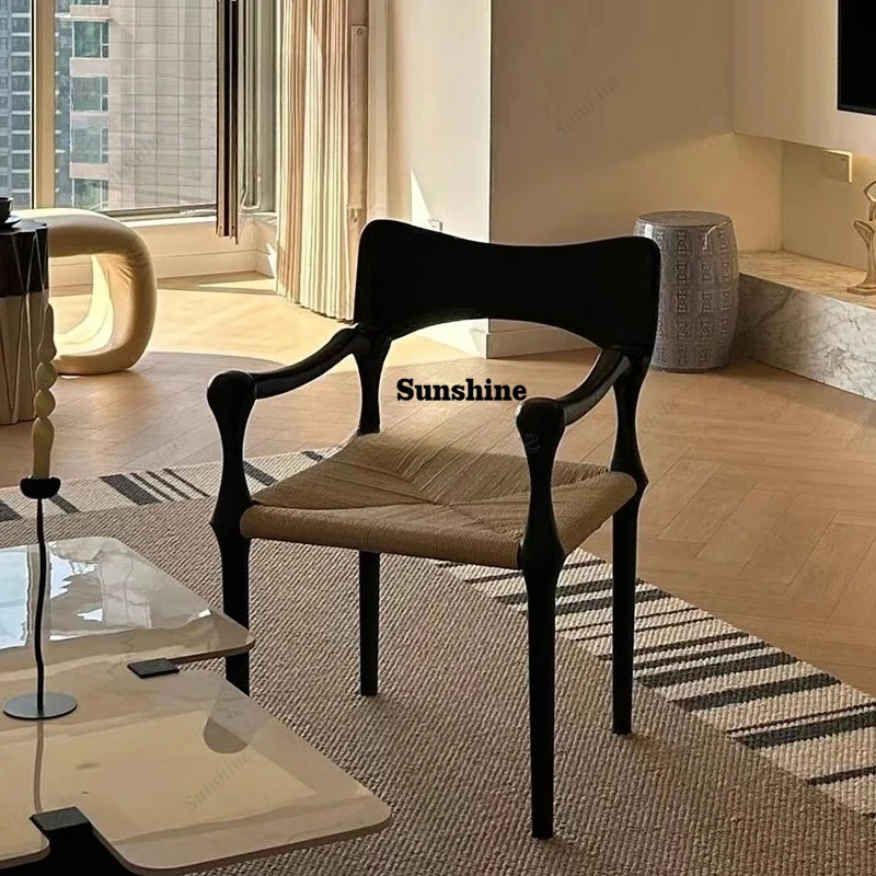 **Medieval dining chair weaving chair weaving creative simple black home