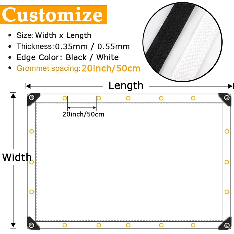 Grubość 0.35mm/0.55mm Zewnętrzna przezroczysta plandeka winylowa Patio Pergola Przezroczysta zasłona plandekowa Okna balkonowe Wiatroodporny ekran