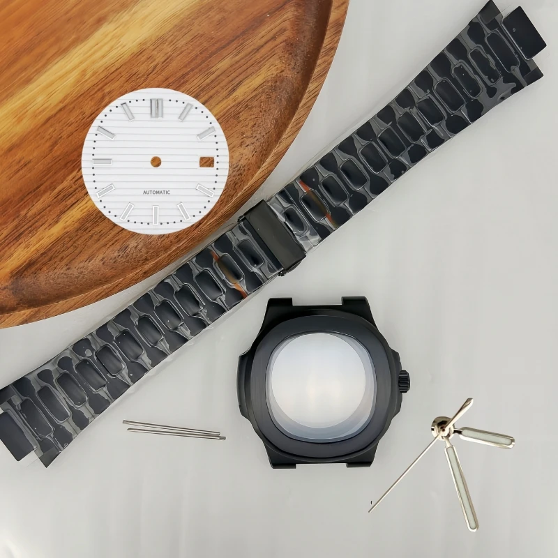 

GMOGAR 39.5mm Watch Case Band Parts Sapphire Crystal Glass for Nautilus PP NH35 NH36 NH38 NH70 Movement Without Logo 30.5mm Dial