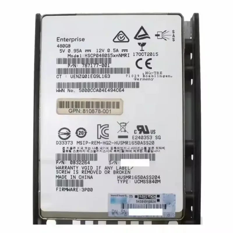 

2pcs480Gb 810774-001 KQ95A 3Par Storeserv 8000 Sas Ssd 1Gb/S .5" Ssd Drive
