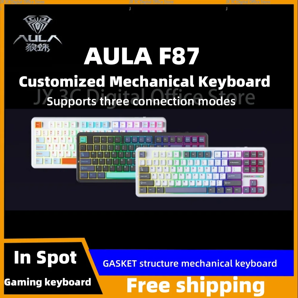 

Aula F87 Pro GASKET Mechanical Keyboard 2.4g Gaming Keyboards Hot Swap Gasket Rgb Pbt Supports Three Connection Modes Gift