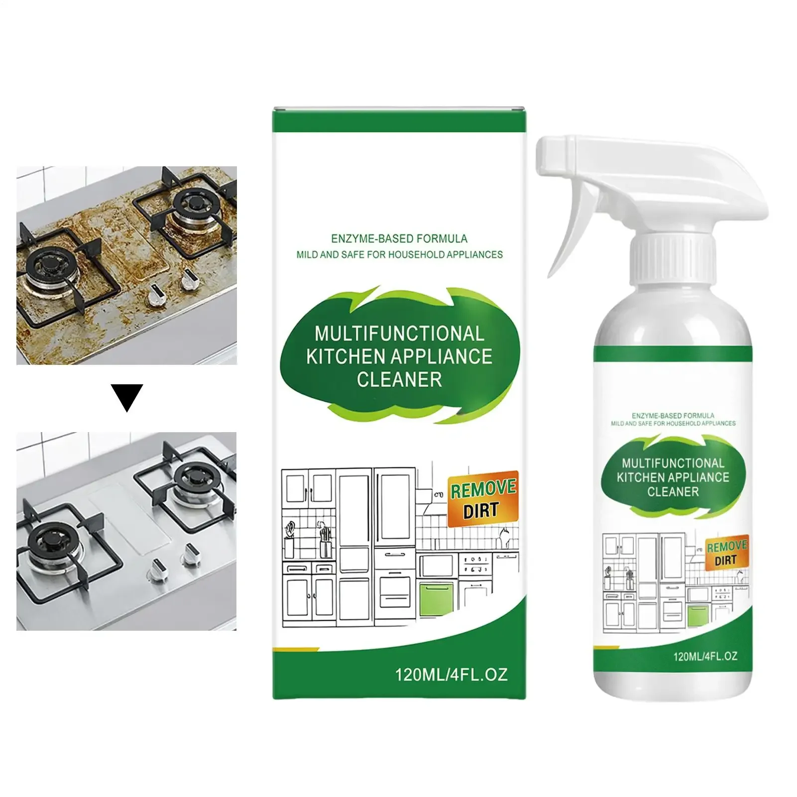 Appliance Cleaner 120ml All-Purpose Heavy-Duty Powerful Refrigerator Cleaner Kitchen Degreaser Spray for Oven Counter Stove