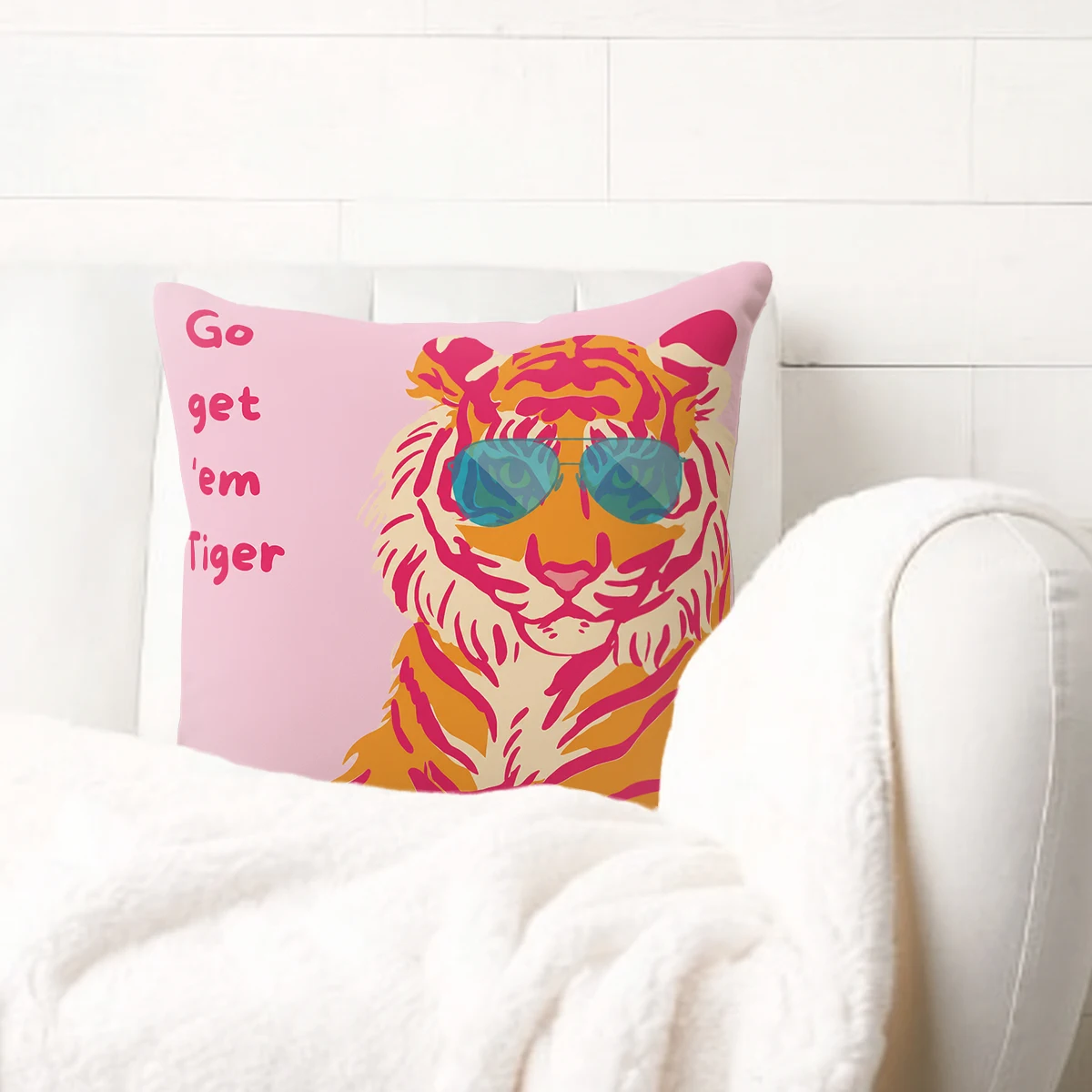 Fun Hand Gesture Pattern Polyester Pillow Cover - Decorative Cushion Case for Home Sofa, Bedroom and Living Room Decoration