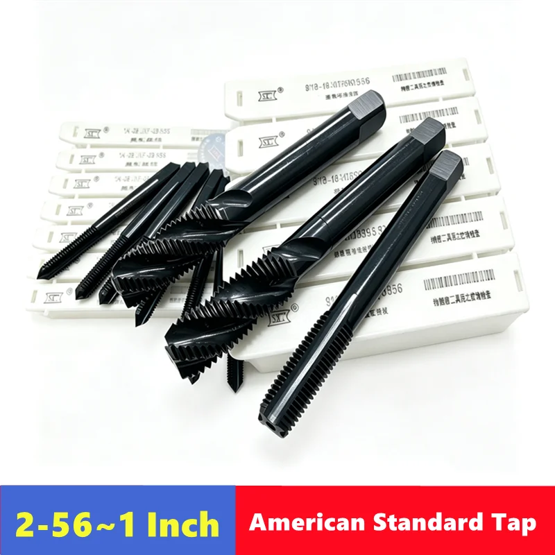 Nitrided HSS American standard straight groove and spiral groove tap 1/4 5/16 3/8 1/2 1Inch, machine tool thread tapping tool