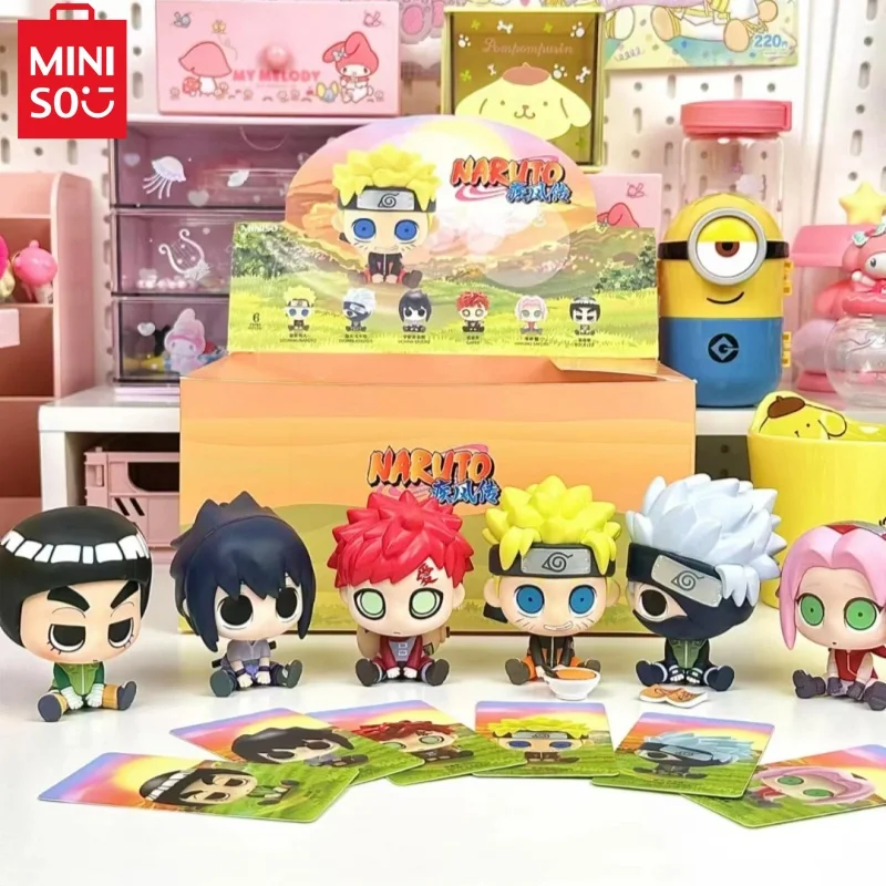 Miniso Naruto Strong Wind Transmission Series Blind Box Sit Cute Doll Trendy Play Desktop Ornament Model Cartoon Toys Decor Gift