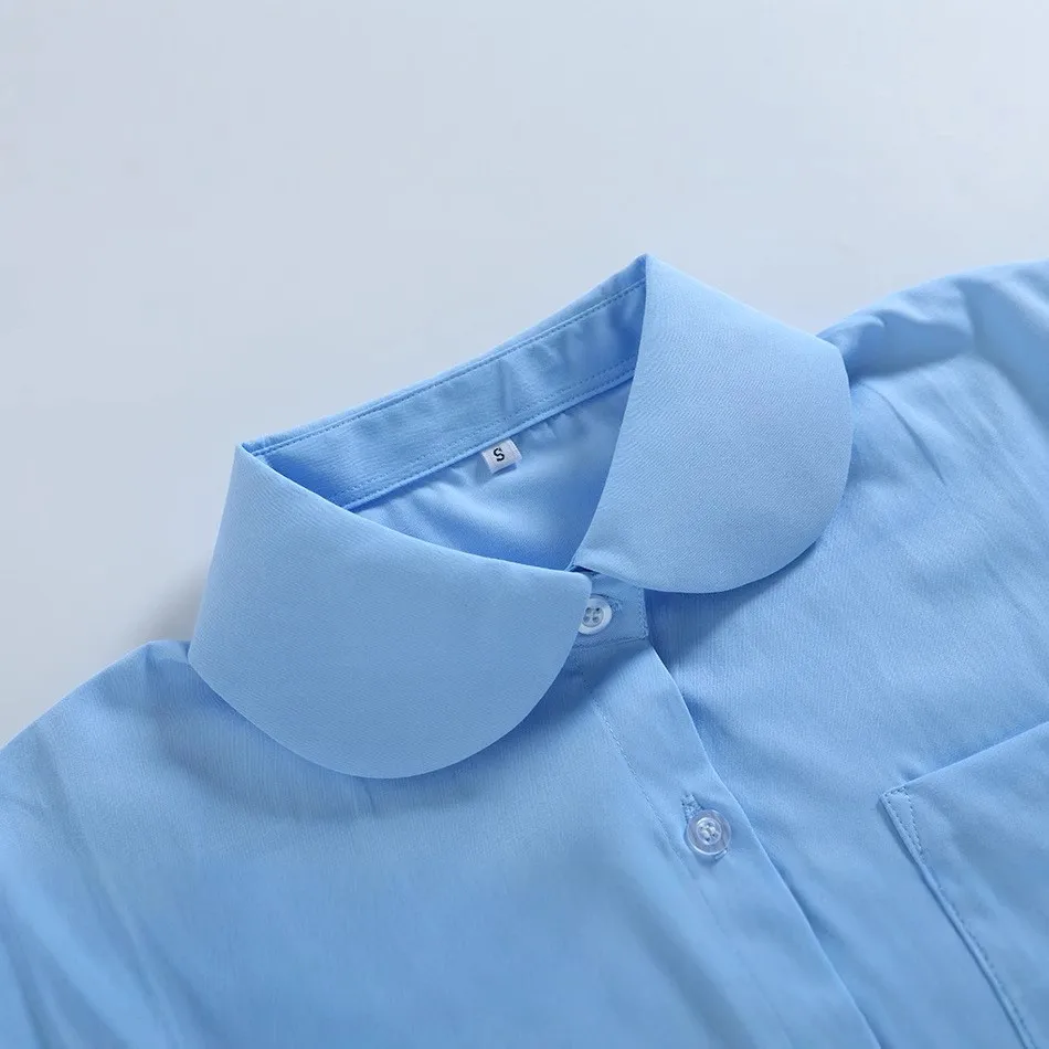 Azul ort Sve redondo Ne irt Escuela Japonesa orm JK orm Algodón No ligero Verano Faion Irt de mujer