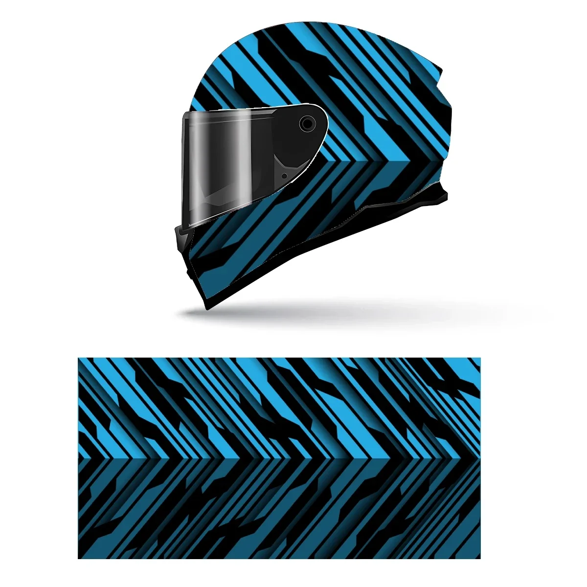 Geometric Cyber Design Full Helmet Wrap Sticker Motorcycle Helmet Racing Graphic Decal Vinyl Wrap Helmet Decorative Sticker