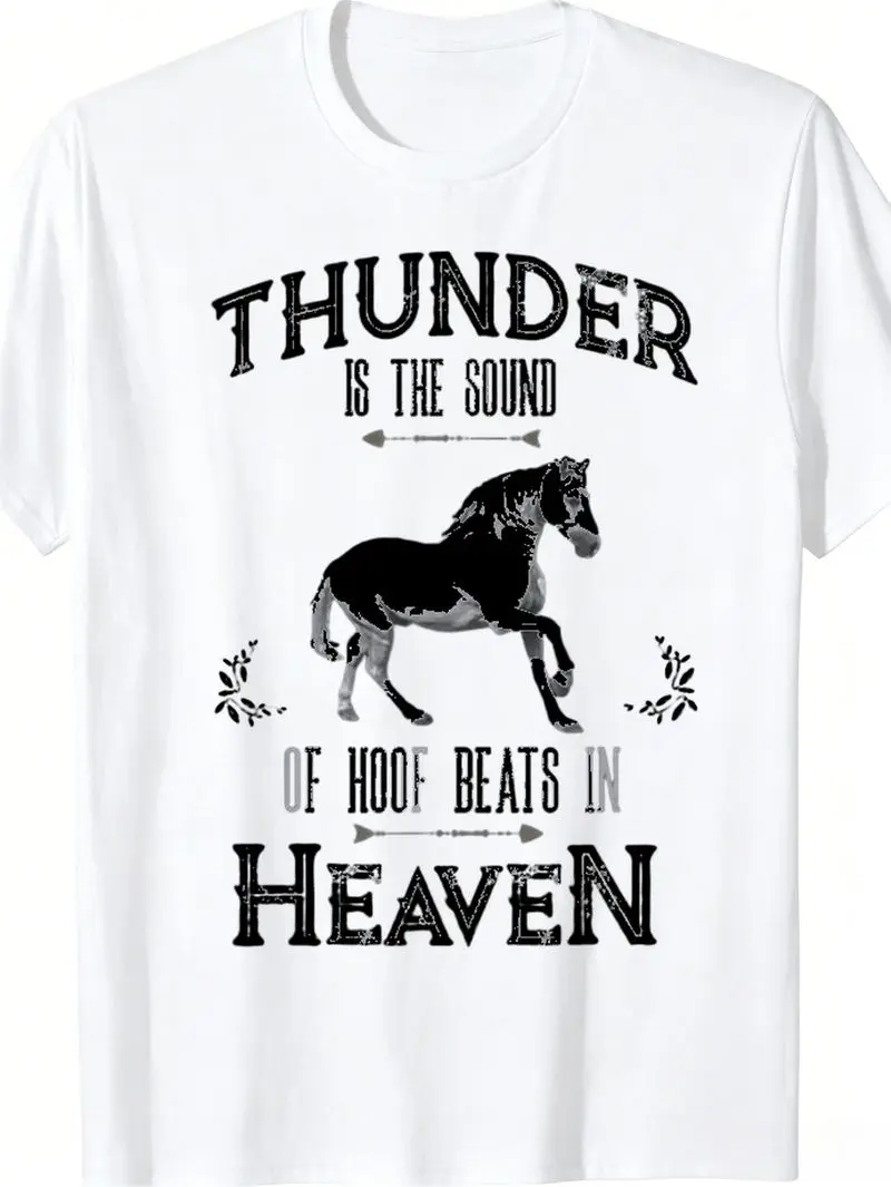 Aliexpress Men'S T-Shirt Vintage Style Distressed Thunder And Hoof Beats in Heaven Graphic with Elegant Horse Print Soft Breathable Blend Casual Crew Neck Tee for Daily Wear Horse Lovers And Western Style Enthusiasts - Aliexpress Deal