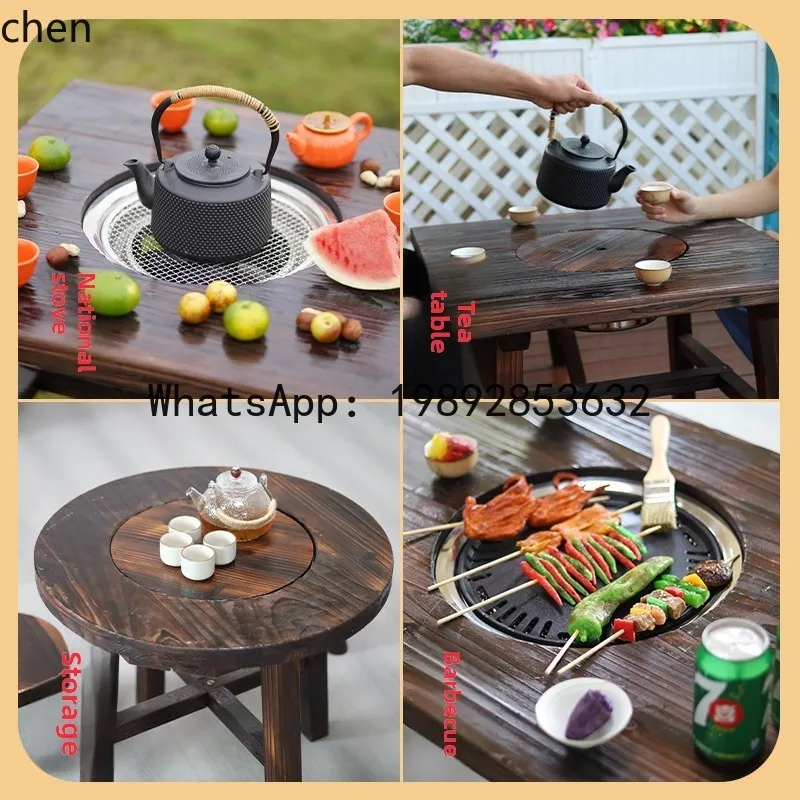 Z3 coffee table barbecue table combination solid wood barbecue table