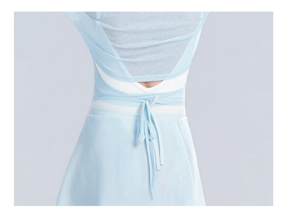 Transparentes Ballett-Tanzoberteil mit langen Ärmeln aus Mesh für Erwachsene, Überwurf für Damen-Tanzkleidung – Detail 5