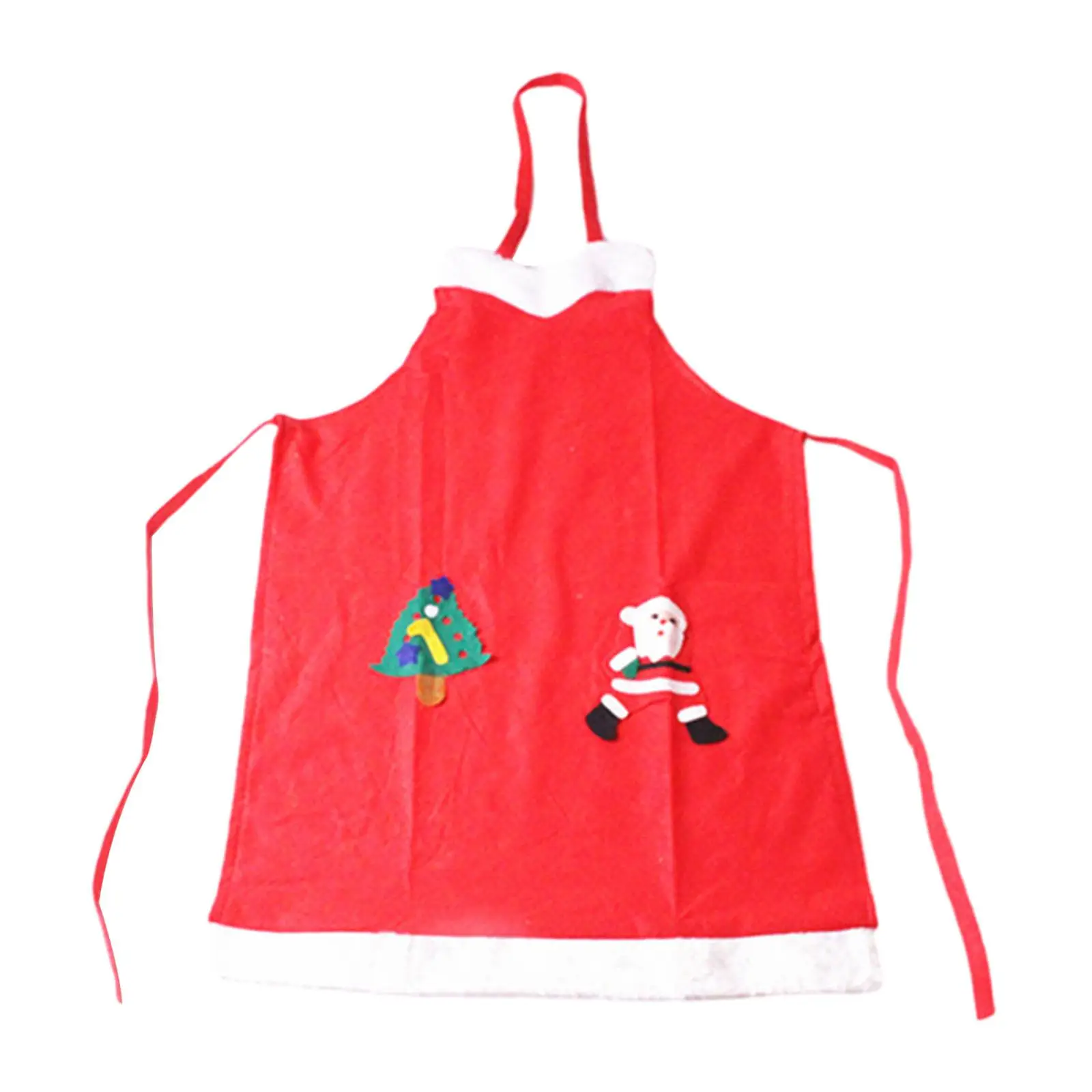 Holiday Christmas Apron for Women Men Kitchen Cooking Baking Art Craft Sewing Adjustable Neck Strap Non Woven Red