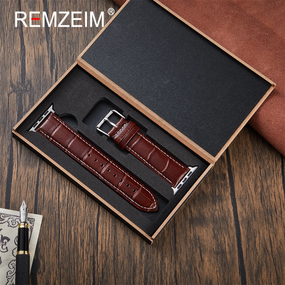 Cinturino in pelle vintage per Apple Watch 38/40/41/42/44/45/46/49mm Cinturini in bambù per Iwatch 10 9 8 7 6 5 4 3 2 1 Se Ultra 2