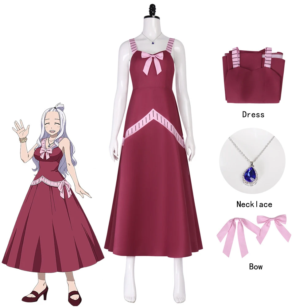 

Mirajane Strauss Cosplay Costumes Red Dresses Anime Fairy Tail Role Paly Uniform Halloween Carnival Party Dressesing For Women