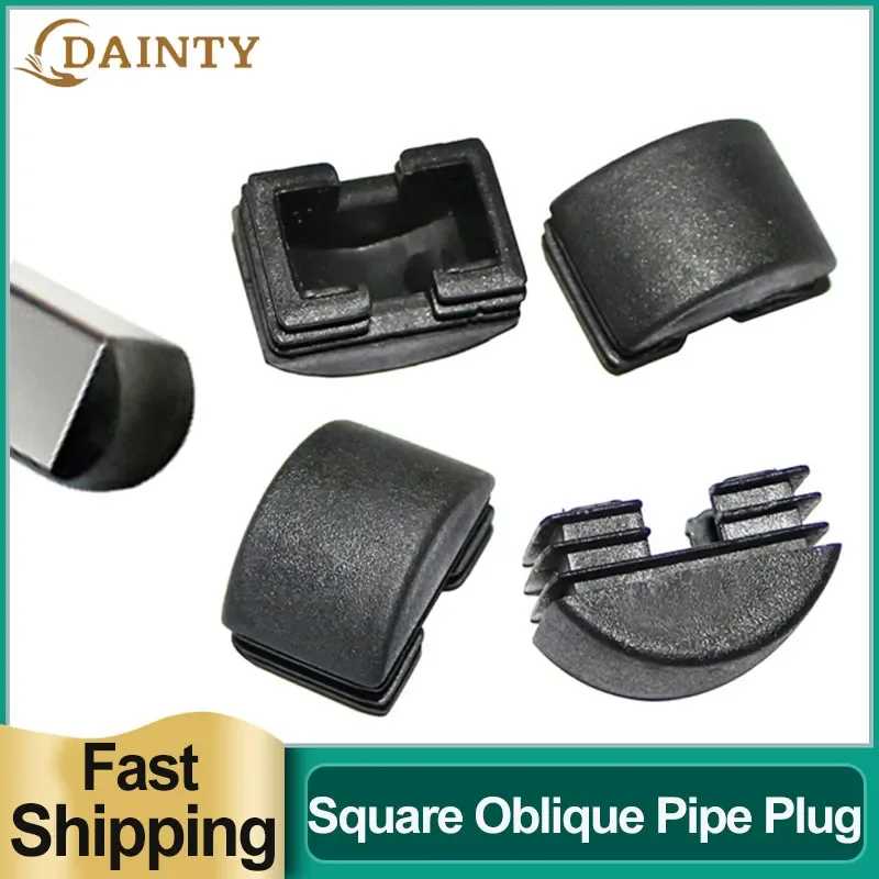 2-10Pcs  Square oblique pipe plug Blanking End Cap  Black Plastic Table Chair Leg Cover Furniture Feet Protector