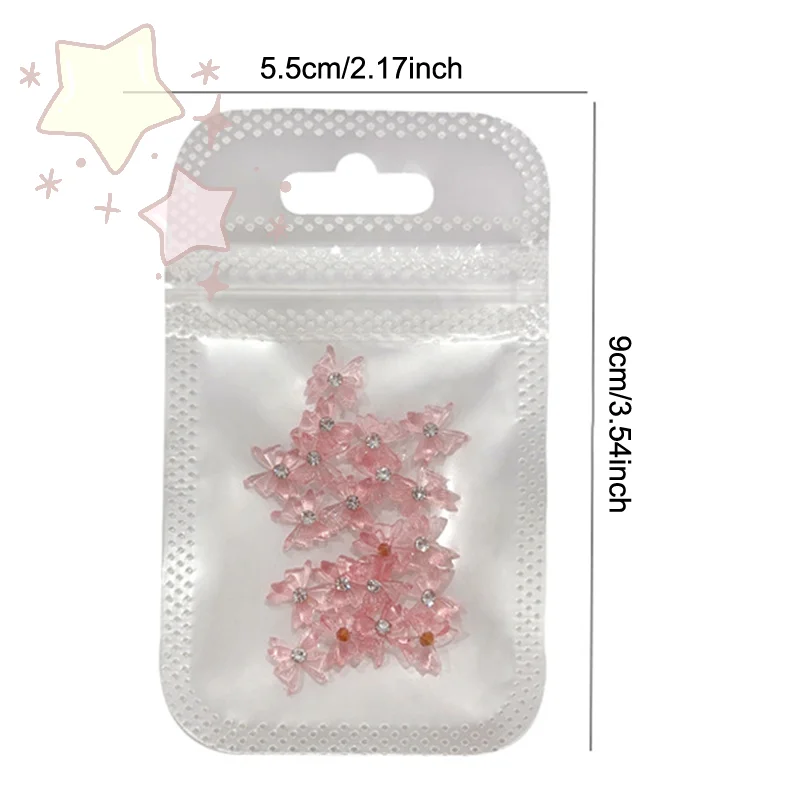 20 個ラウンドラインストーンネイルボウチャームアイス透明クリスタルボウタイジュエリーダイヤモンド樹脂リボン宝石アクセサリー