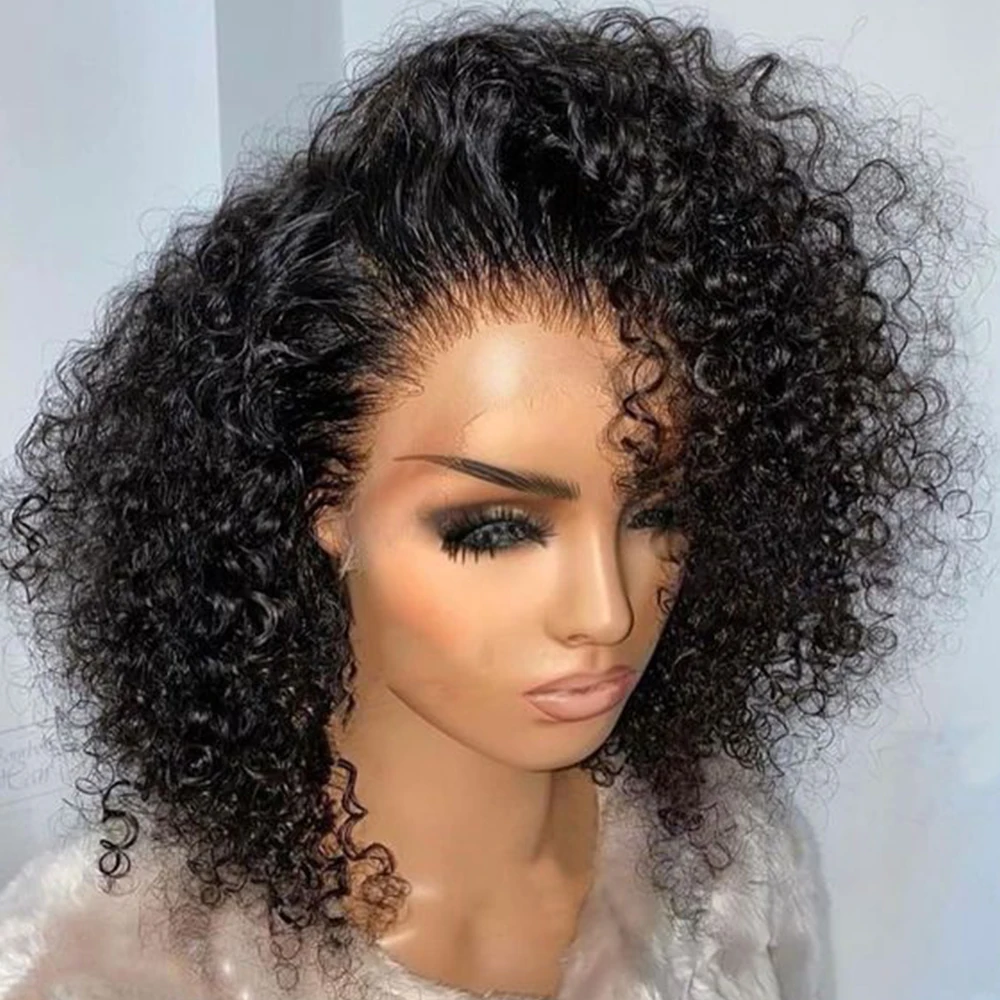 Curly Wigs Bob Wigs Curly Lace Front Human Hair Wigs 100% Bob Hair Wig Human Hair Short Wig 4x4 Closure Human Hair Wig Kinky