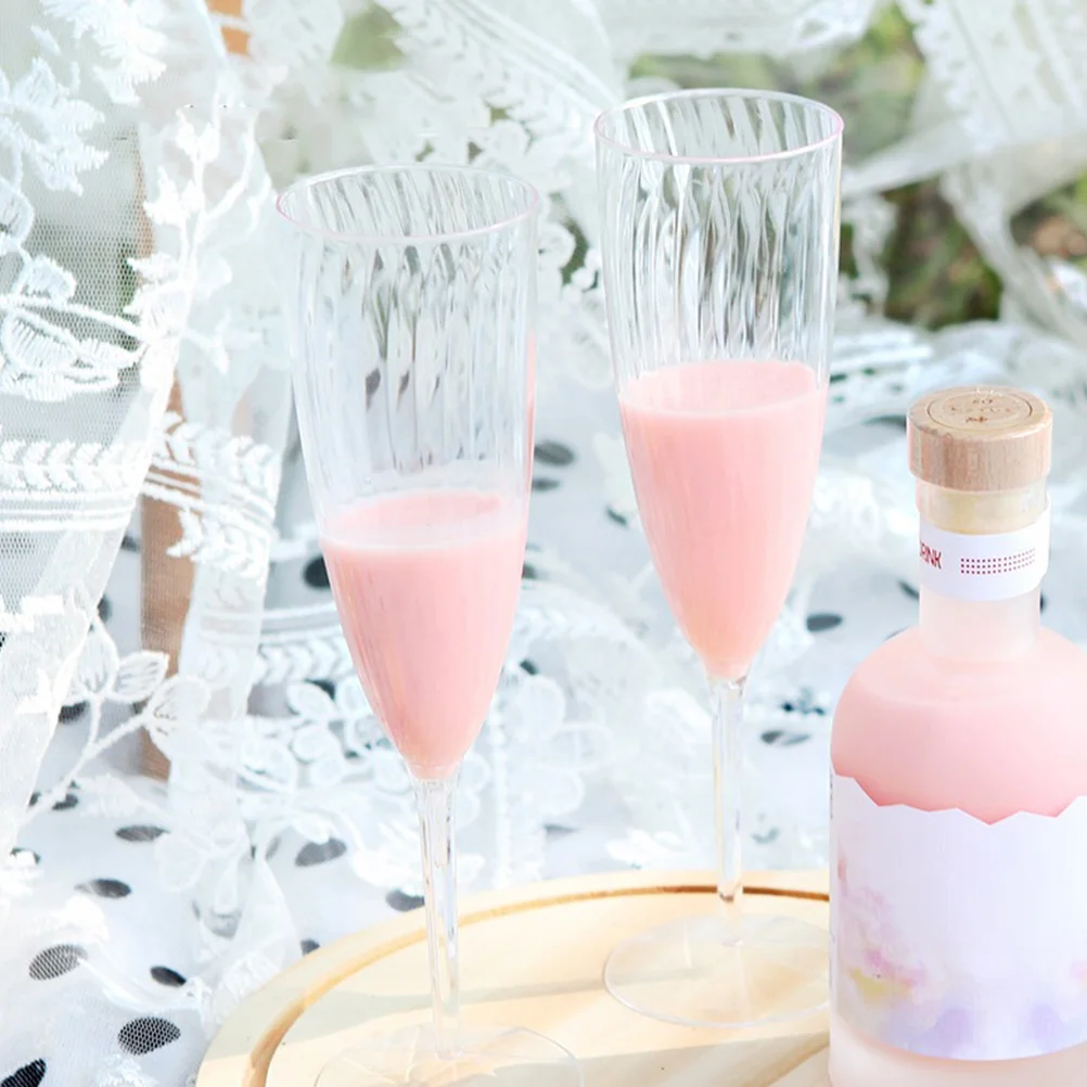 

8 Pcs Disposable Flutes Unbreakable Plastic Glasses Tall Clear Party Supplies Wedding Banquet Bar