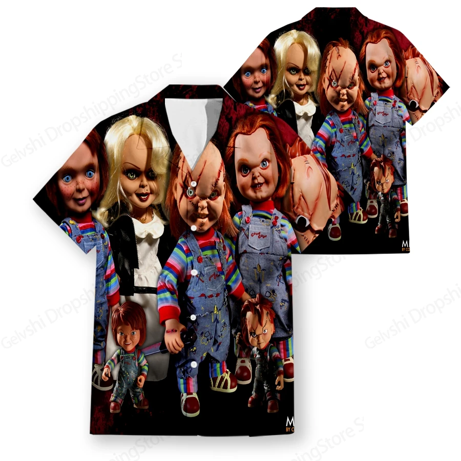 Movie Chucky Hawaiian Shirts For Men Women Casual Short Sleeve Horrro Beach Shirt Turn Down Blouse Halloween Camisa Plus Size