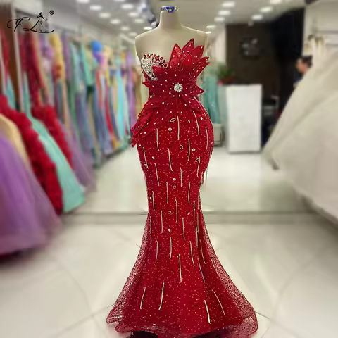 Large Flower Evening Gown Crystal Sequin Mermaid Dress Fitted Long Dress Gorgeous Prom Dress Party Dress