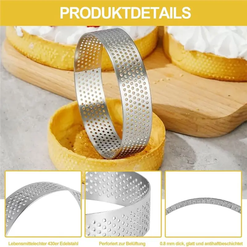12pcs Tartlet Molds, Dessert Rings with Holes, Stainless Steel Cake Rings, Crumpet Rings for DIY Mousse Cakes and Muffin