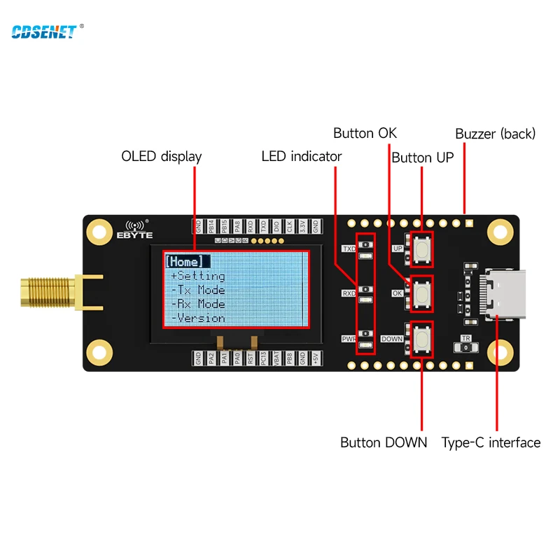 Lora-LLCC68オフラインテスト開発ボードキット,cdsenet E220-400TBH-SC, 30dbm,uart,oledボタンコントロール,433mhz,stm32f103c8t6