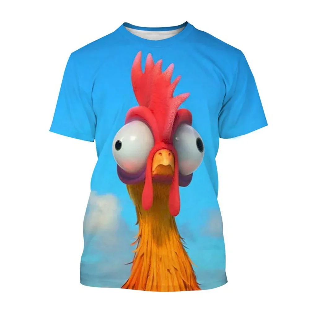 2024 Disney Funny Chicken T-Shirts 3D Print Moana Cartoon Anime Men Women Street Casual T Shirt Kids Boy Girl Tees Tops Clothing