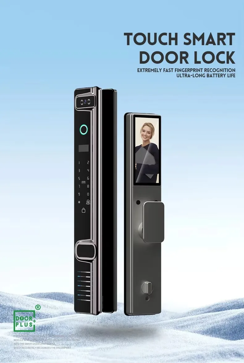 

3D Face Recognition Smart Door Lock with Fingerprint WiFi Security Zinc Alloy