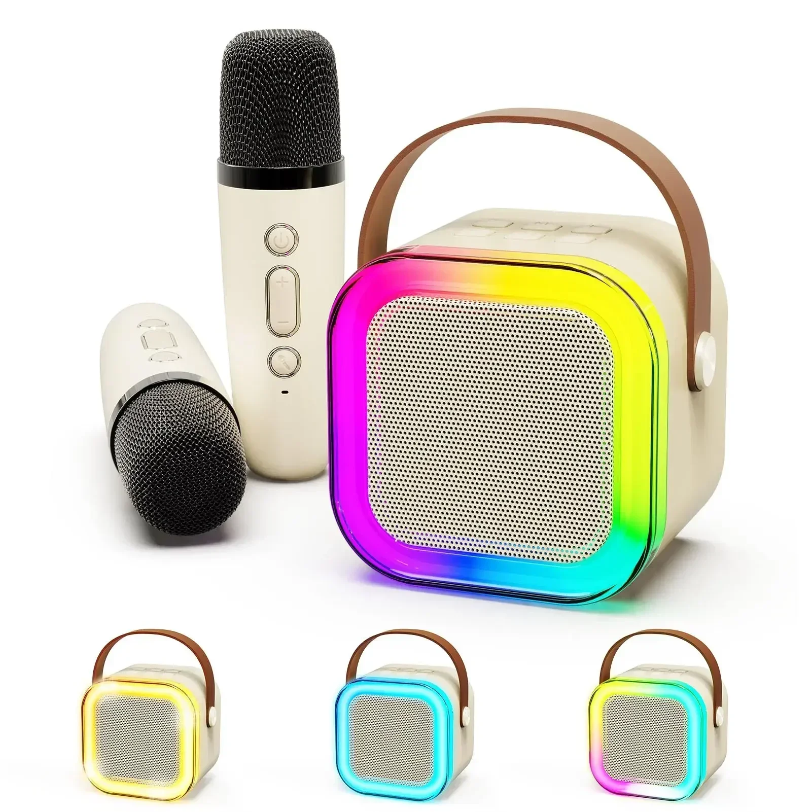 Family K-song Portable Bluetooth 5.3 Speaker Karaoke Machine PA System with 2 Wireless Microphones Home Family Singing