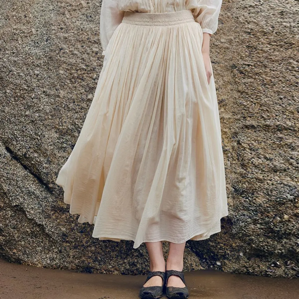 

Summer New Women's Imported Fur Cotton Heavy-Duty Pleated Skirt A-Line Hemming in Small And Large Sizes