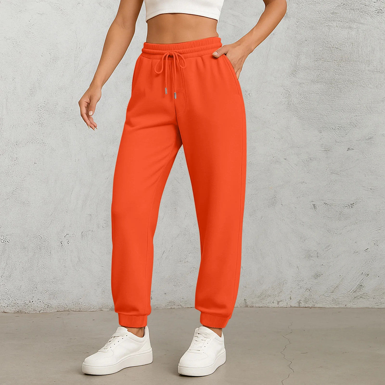 Damen-Sport-Fleece-Jogginghose mit „California Rising Star“-Aufdruck, warme, gebürstete, lange Hose im Hip-Hop-Stil, Streetwear für Damen – Detail 16
