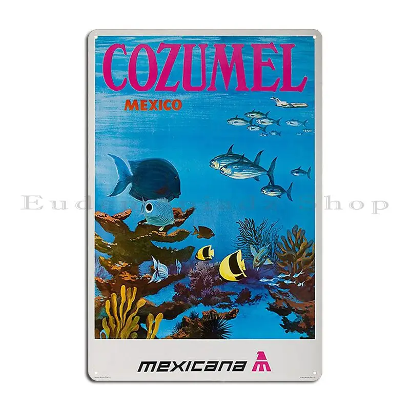 Vintage Mexico Cozumel Metal Sign Cinema Garage Designing Design Cinema Tin Sign Poster