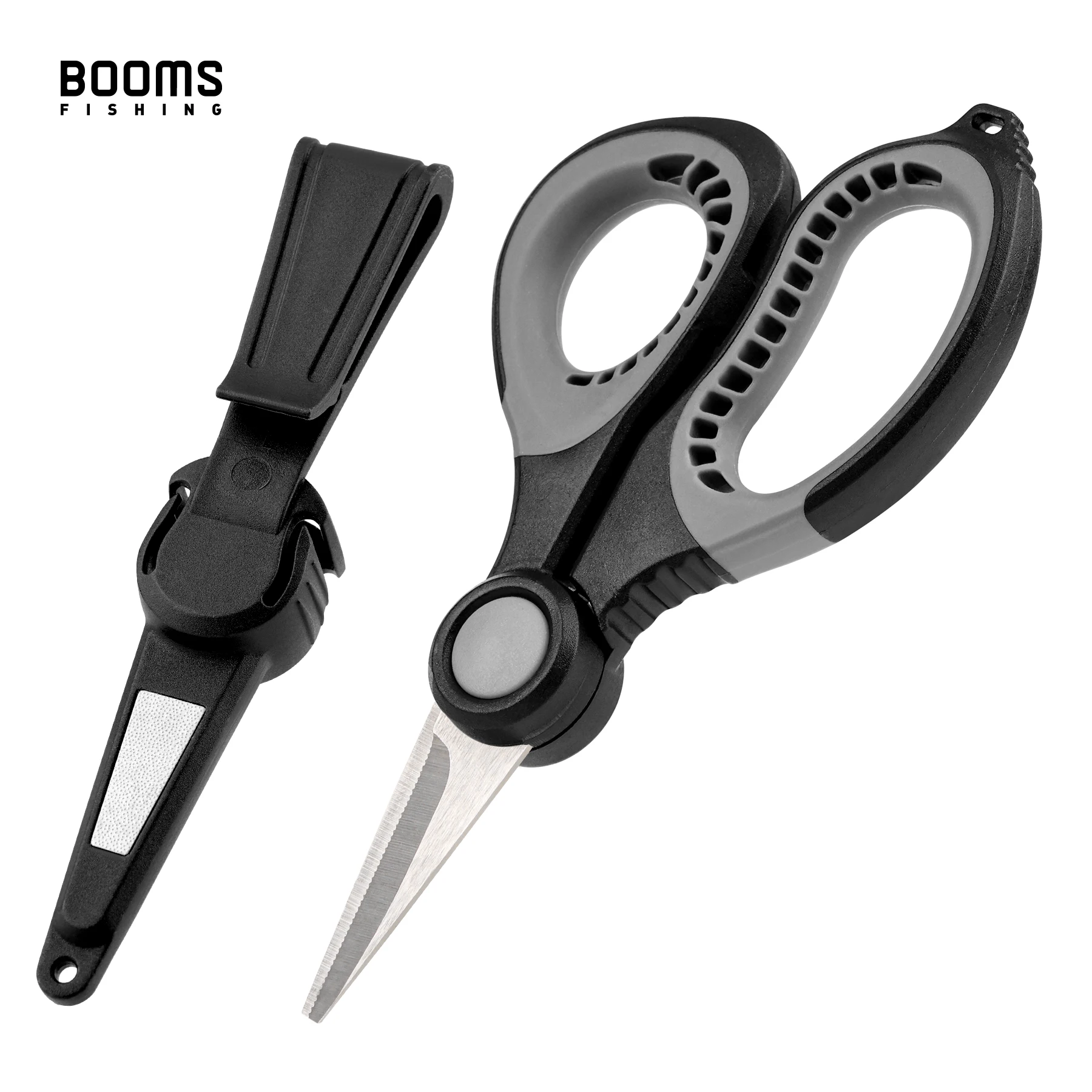 Booms Fishing S06 Braid Line Scissors Stainless Steel Anti-Slip Handle with Sheath Sharp Wire Cutter Sea Fishing Gear Tools