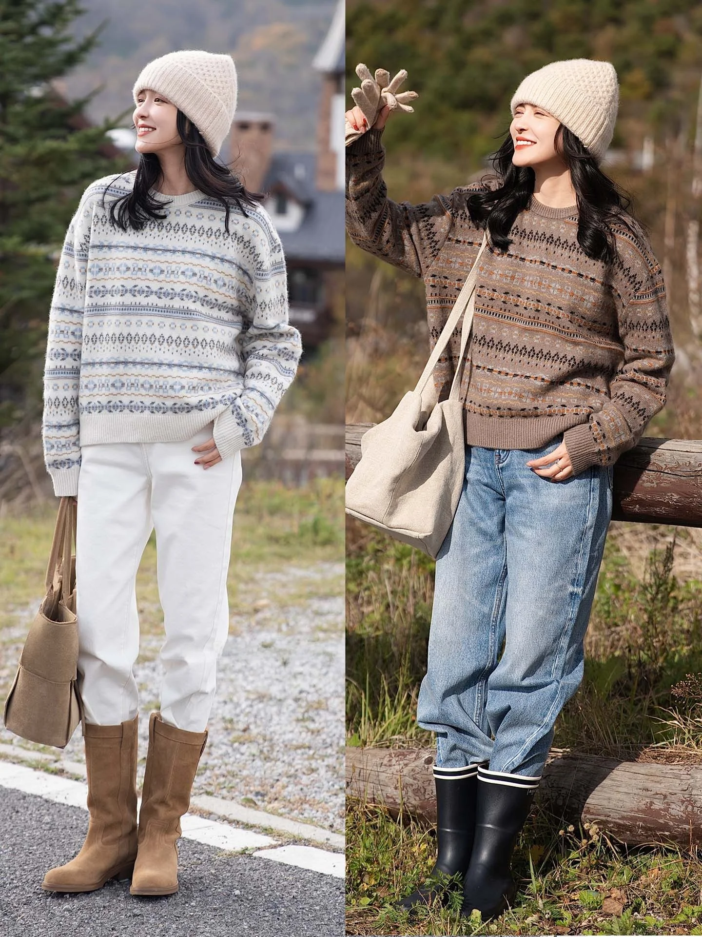 

Теплый мягкий шерстяной свитер из смесовой ткани с круглым вырезом, с принтом слона и жирафа, в скандинавском стиле, комфортный крой, женская вязаная одежда