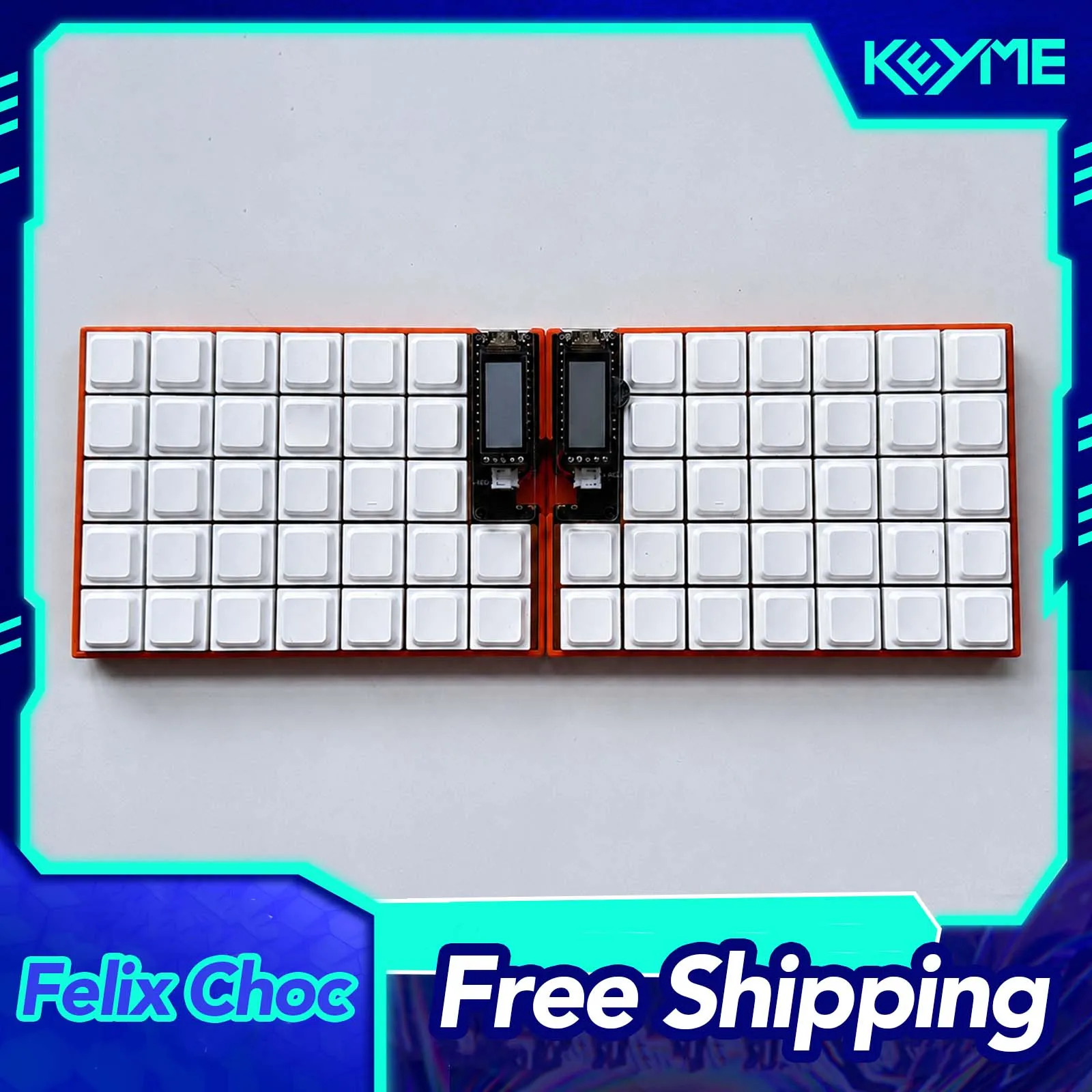 Felix Choc Ortholinear Wireless Split Keyboard Pre-soldered Kailh Choc With Nice View Screen Support ZMK PC Gamer Accessory Gift