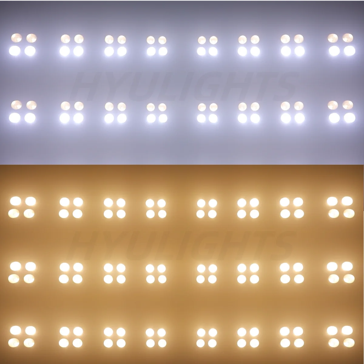 4-Augen-LED-COB-Blinder-Lichter 4x100W 400W COB Par Kaltweiß & Warmweiß Wash Beam Hochleistungs-DJ-DMX-512-Stroboskop-Bühnenbeleuchtung – Detail 11
