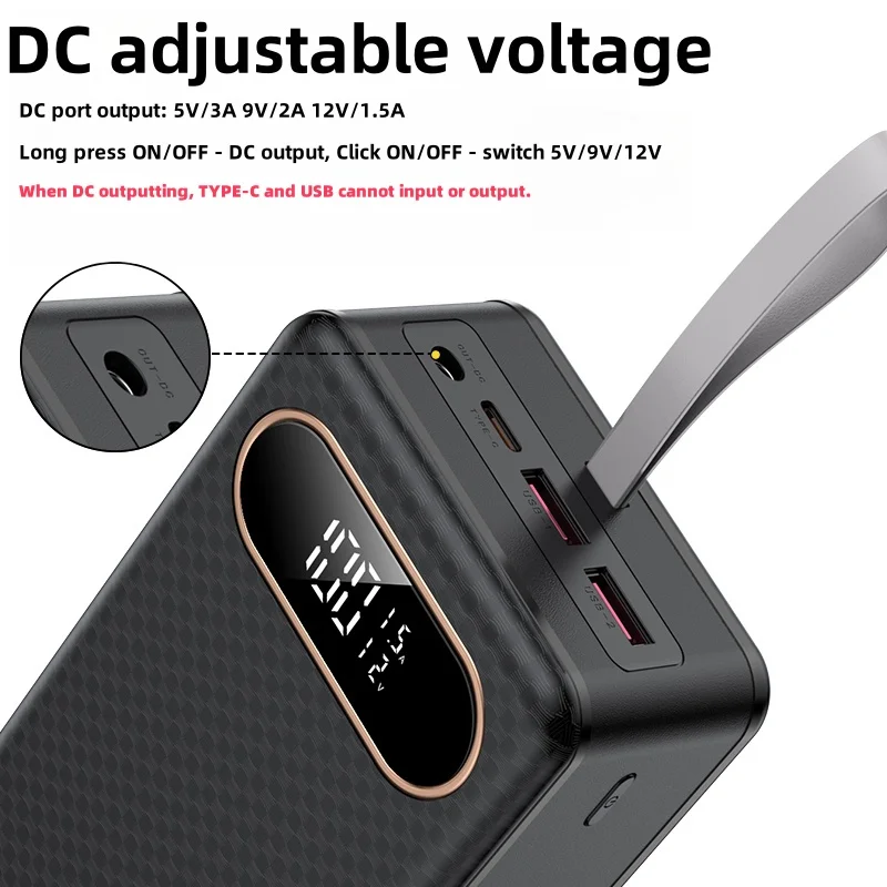 DC Port Output 21 X 18650 Battery Quick Charge PD USB 22.5W Storage Powerbank Box With Light Digital Display Screen Detachable