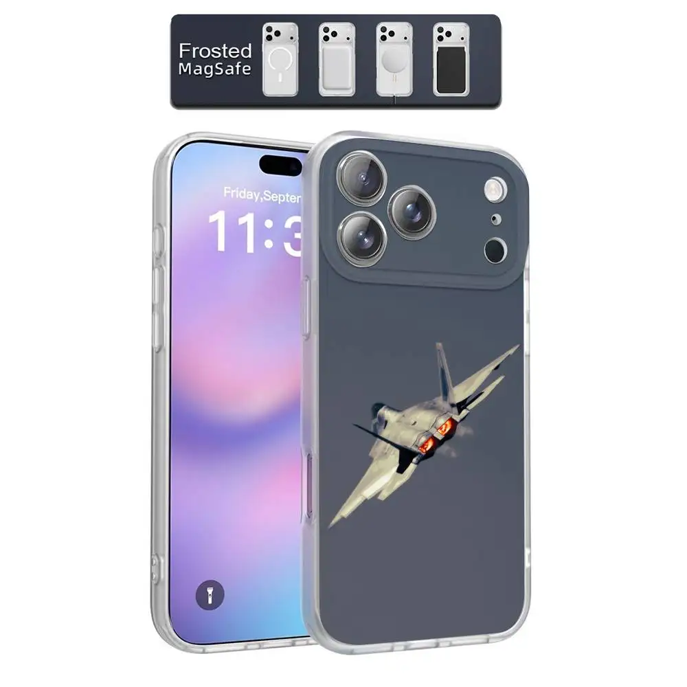 Kampfflugzeug F-F-22 Raptor Handyhülle für iPhone 17,16,15,14,13,12,11,Pro,Max,Plus,E,Air,Mini Magnetisch Magsafe Frosted Clear