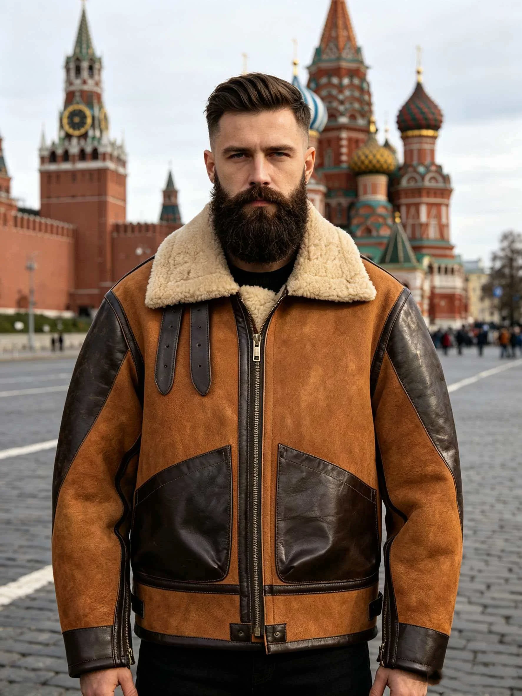 Brown Winter Shearling Jacket Men Vintage Style Plus Size 5XL Genuine Natural Thick Sheepskin Turn-Down Collar Warm Retro Coat