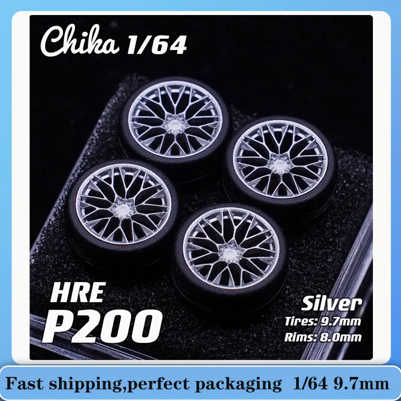 1/64 Chika HRE P200 9.7/10.5mm Modified Wheel Hub Metal resin wheels rubber tires Suitable for 1:64 model cars without caliper