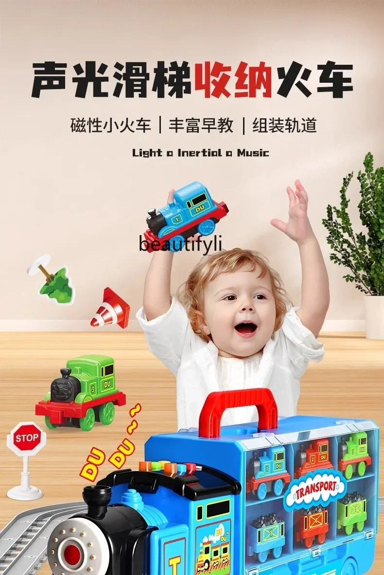 Simulation electric train track boy car alloy model baby educational children's toys